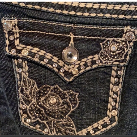 L.A. idol Blue Boot Cut Jeans with Rhinestone Accents - Picture 5 of 5